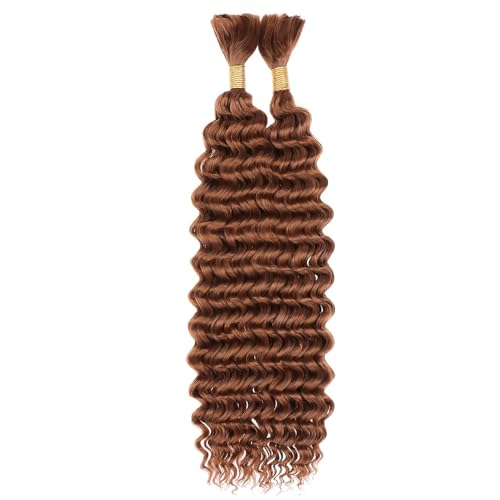 #30 Brown Deep Wave Human Braiding Hair 14 Inch Bundle