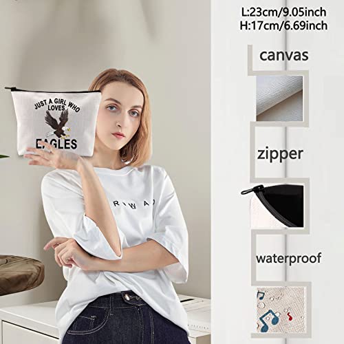 LEVLO Bald Eagle Bird Cosmetic Makeup Bag Bald Eagle Lover Gift Just a Girl Who Loves Eagle Make Up Zipper Bag (Loves Eagle)