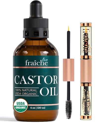 Live Fraiche Organic Castor Oil 4oz - Lash & Brow Growth Serum