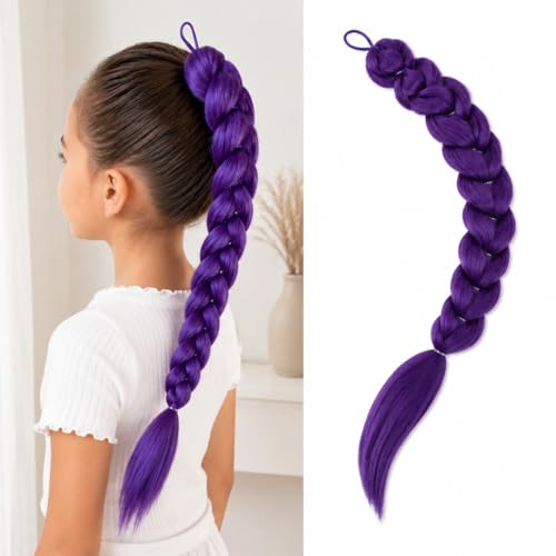 Purple Braids Ponytail Hair 24in Pre-Braided Synthetic