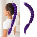 Purple Braids Ponytail Hair 24in Pre-Braided Synthetic