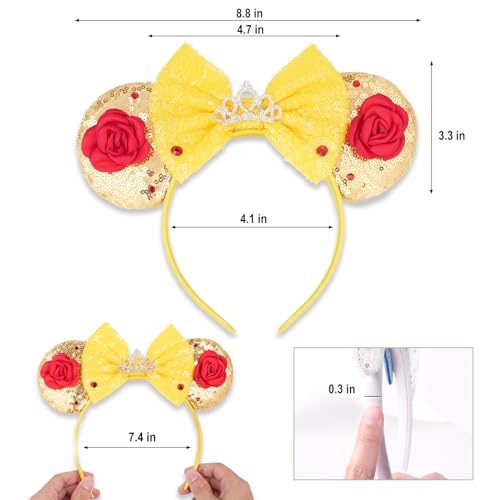 Princess Mouse Ears Headband with Bow for Women & Girls