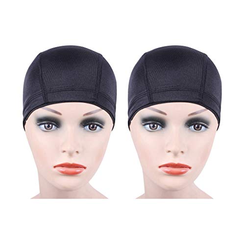 Stretchy Dome Wig Caps 2-Pack - Size M, Nylon Black