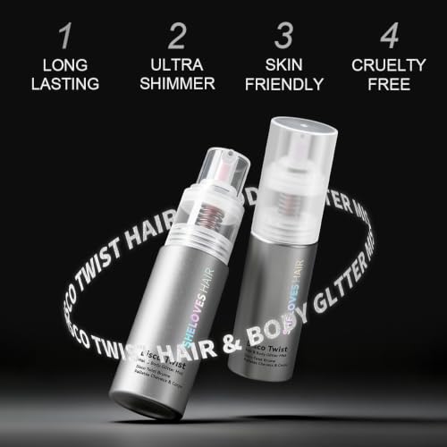 Silver Glitter Spray for Hair & Body – Non-Sticky, 0.33oz