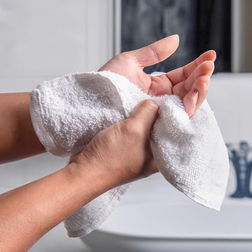 Bulk Spa White Washcloths ? 48 Pack ? Size 12¡± x 12¡± ? Thick Loop Pile Washcloth ? Absorbent and Soft 100% Ring-Spun Cotton Wash Cloth ? Lint Free Face Towel ? Wash Cloths Perfect for Bathroom