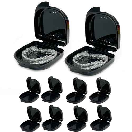 10 Pack Retainer Case,Dental Retainer Box with Vent Holes,Multicolor Storage Container for Aligner Mouth Guard Denture Box (Black)
