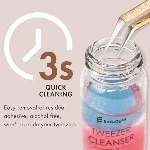 2 Bottles Tweezer Cleanser for Eyelash Extensions Tweezers Glue Remover Liquid for Lash Tools with 2 Spongeballs(2 Bottles Cleanser)