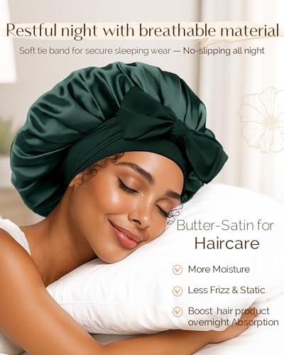 YANIBEST Adjustable Double Layer Satin Bonnet for Sleep
