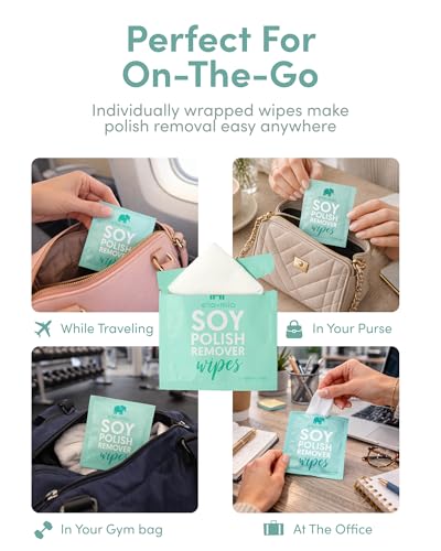 ella+mila Soy Nail Polish Remover Wipes 12 Pack Non-Acetone Travel Size