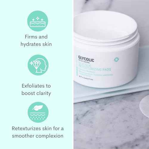 Serious Skincare - Glycolic Radiant Skin Set - Improve Appearance of Lines, Wrinkles and Enlarged Pores - Face Wash Cleanser, Gommage Exfoliating Clay Mask & Retexturizing Treatment Pads (3piece)
