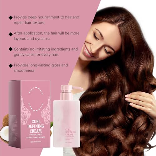 Curl Defining Cream for Curly Hair - Anti Frizz & Moisturizing