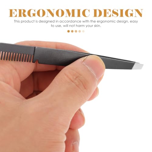 Eyebrow Tweezers 2 in 1 Stainless Steel Slant Tip with Comb ? Precision Brow Shaping Tool 3 Pack for Women, Facial Hair Removal & Lash Applicator, Professional Grooming Tweezers