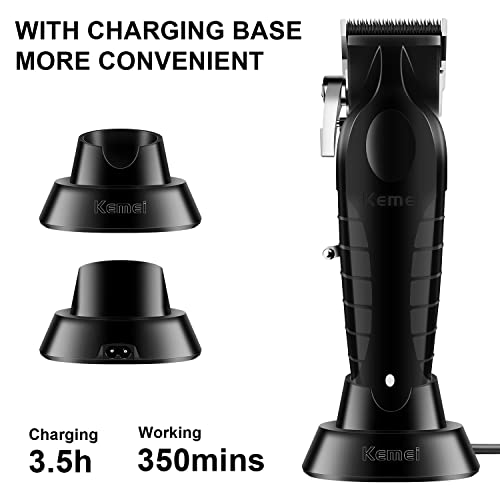 KEMEI Black Hair Clippers for Men£¬ Adjustable Blade Cordless Clipper Professional Barber Clippers£¬ USB Rechargeable Wireless Haircut Clippers km-2296