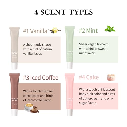 Dulele Glossy Lip Balm Butter, 4 Colors Peptide Lip Tint Lip Stain, Moisturizing Lip Gloss Hydrating Lip Glow Oil, Nourishing Lip Care & Repair Lip Mask (Clear, M)