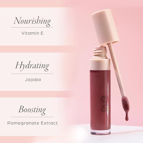 P?R MINERALS Glossy Lip Tint, Plumping Tinted Lip Oil - Hydrate & Plumps with Buildable, Non-Sticky & High Shine Formula - Jajoba Oil, Vitamin E & Pomegranate Extract