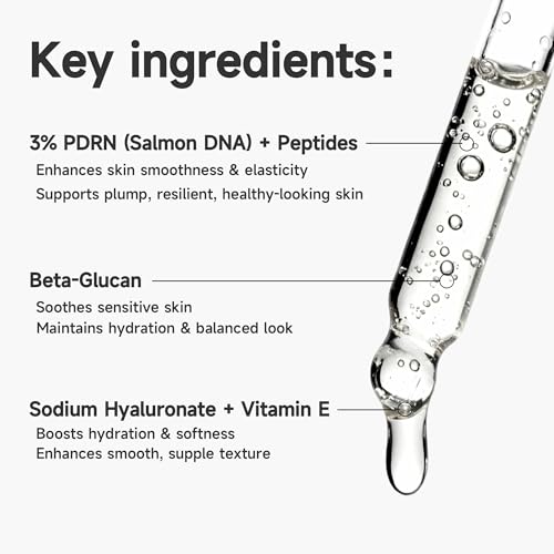 3% PDRN Salmon DNA Facial Serum with Peptide - Helps Soothe Sensitive Skin, Supports Healthy-Looking Skin, Helps Skin Look Plump & Resilient - Suitable for All Skin Types - 30ml (1 FL OZ)