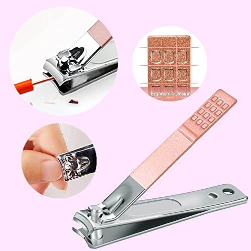 Manicure Set for Women with 4 Stainless Steel Nail Tools - Rose Gold Travel Case