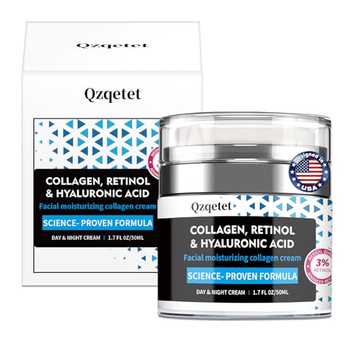 Face Cream Collagen, Retinol & Hyaluronic Acid Cream, 1.7 fl.oz Anti-Aging Facial Moisturizer, Daily Moisturizer Face Lotion for All Skin Tapes, Women and Men