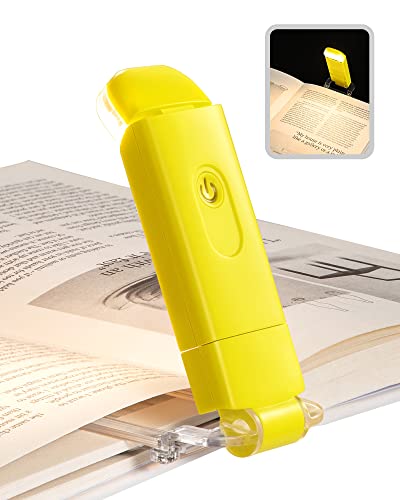 DEWENWILS Rechargeable Book Reading Light for Reading at Night, LED Clip on Booklight for Kids, Portable Bookmark Light, Warm White, Brightness Adjustable for Eye Care (Yellow)