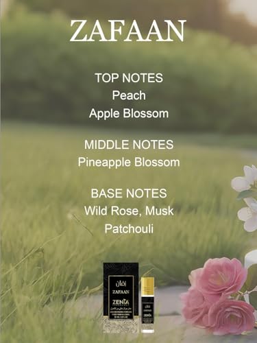 Zenia Zafaan Perfume Oil Roll-On 0.2oz - Fruity Floral Long-Lasting Fragrance