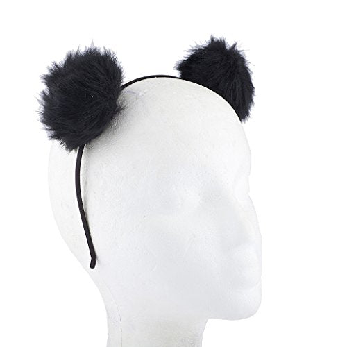 Lux Accessories Blush Faux Fur Pom Pom Ball Cat Ear Panda Costume Puff Headband