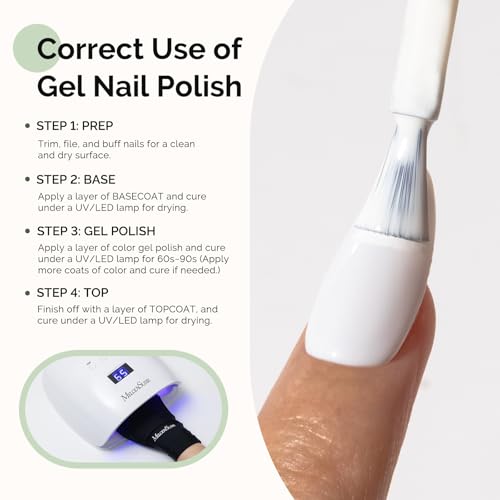 MelodySusie Hema Free Gel Nail Polish, 0.5 Fl Oz Thick White Gel Polish Hema Free Gel Polish Base and Top Coat Set