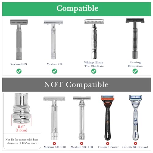 Linkidea 2 Pack Safety Razor Stand, Opening Dia 0.5" (13mm) Men's Shaving Razor Holder, Razor Holder for Bathroom Countertops Compatible with Shaving Revolution (Brushed Silver)