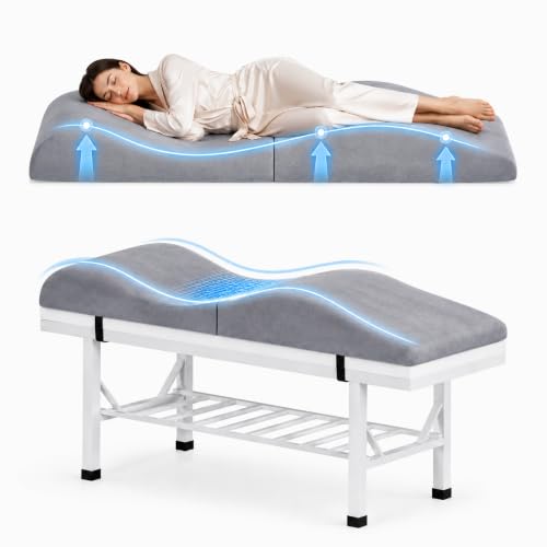 HolaiNail Light Grey Curvy Lash Bed Topper 70x28in with Ergonomic Foam