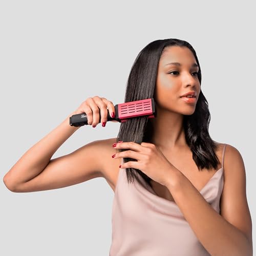 Diane Ceramic Straightening Brush with Nylon Bristles for Smoothing and Styling Thick Coarse Hair, Double-Sided Hair Straightener Brush, 2-in-1 Smoothing Hair Brush, Gently Removes Tangles