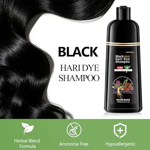 HIS&HERCHOICE Black Hair Dye Shampoo 3-in-1 Gray Coverage, Natural Black
