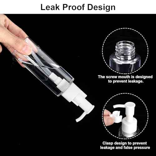 Cosywell Empty Plastic Pump Bottles Dispenser TSA Approved 3.4oz 4 Pack Portable Empty Refillable Container Clear Plastic Lotion Pump Dispenser Bottle for Facial Cleansing Oil Shampoo Shower Gel