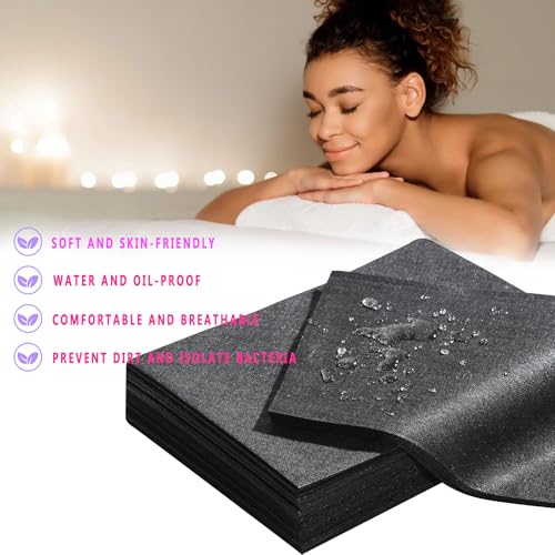 Disposable Massage Table Sheets 100 Pcs 31x71in Nonwoven Bed Cover – Black