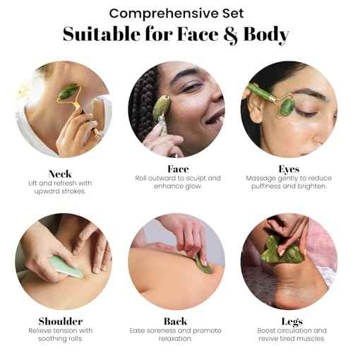 ROSELYNBOUTIQUE Gua Sha Facial Tools & Jade Roller Original Face Massager for Puffiness Wrinkless Skin Care Routine - Self Care Gift for Men Women