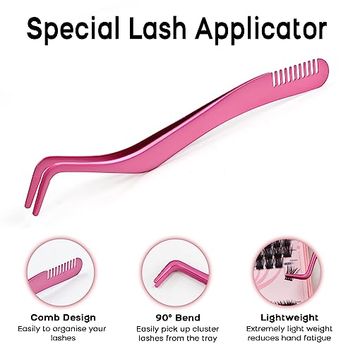 Cluster Lash Extension Kit, 392 Pcs D Curl with Glue & Remover