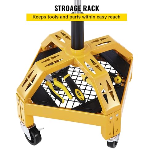 VEVOR Rolling Garage Stool - Adjustable Height, 300LBS Capacity, Mechanic Seat with Tool Tray & Swivel Wheels