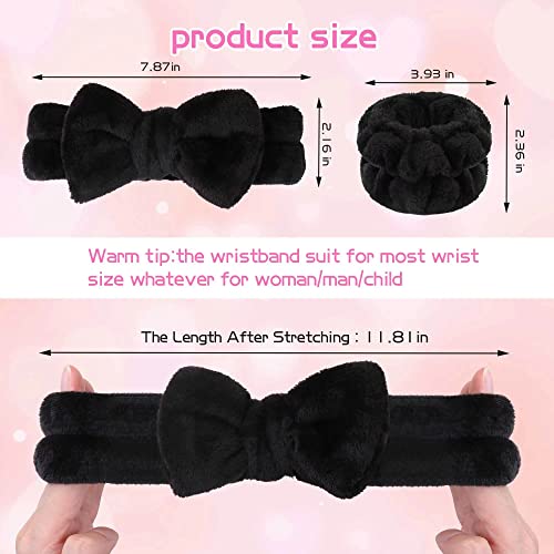 WSYUB Black Makeup Headband & Wristbands Set for Face Washing & Spa