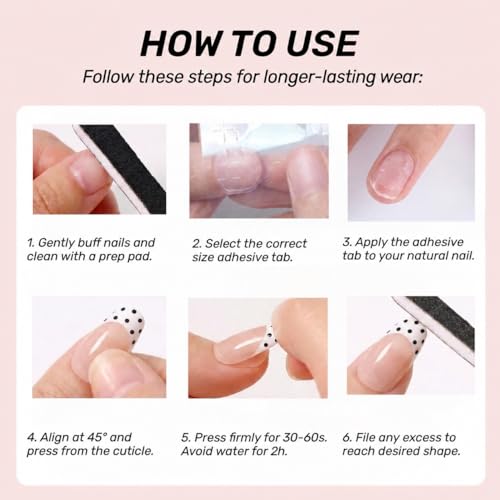 Blue White Stripe Almond Press On Nails - 24pcs