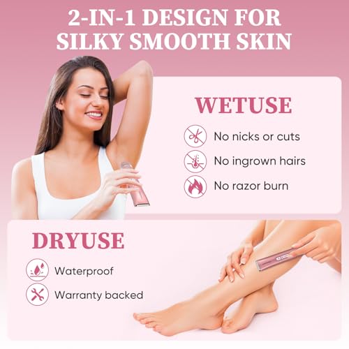 Bikini Trimmer for Women ? 2-in-1 Replaceable Women's Facial Razor, Ceramic Blade,Intimate Area Hair Remover, Facial & Body Hair Remover