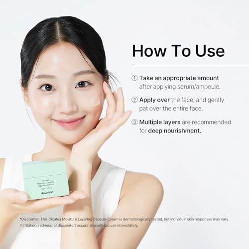 Cicatea Moisture Layering Capsule Cream, Niacinamide, Centella Asiatica for Deep Hydration, Face Moisturizer for Sensitive Skin, Korean Skincare (1.69 Fl Oz / 50ml)