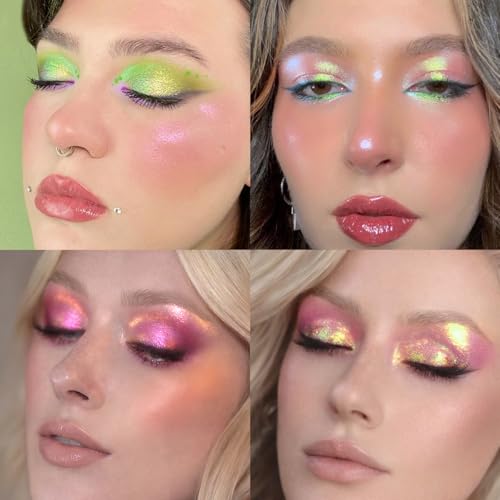 Chameleon Eyeshadow Palette - Teal Blue Pink Iridescent Shimmer