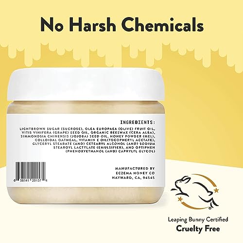 ECZEMA HONEY Brown Sugar Face & Body Scrub - Bath Scrub for Dry Skin - Natural & Gentle Face Scrub Soothes Eczema - Body Care Products for Women & Men - Sensitive Skin Exfoliating Body Scrub (6 Oz)