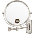 ALHAKIN 8 Inch Double Sided Wall Mounted Makeup Mirror 1X/30X Magnification Nickel (No LED)