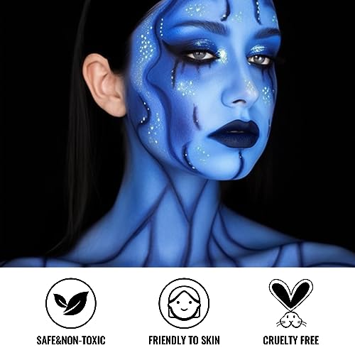 White Black Blue Face Paint Kit with Sponge & Brush