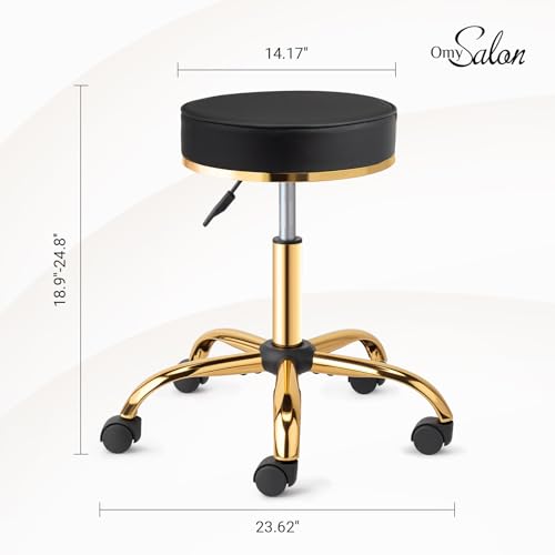 OmySalon Rolling Salon Stool with Wheels - Height Adjustable