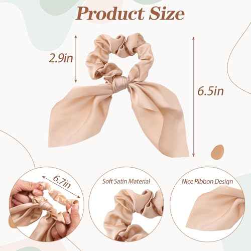 6 PCS Small Silk Scrunchies, Hair Ties with Knotted Bows, Satin Hair Ribbons Elastic Hair Ties for Women Girls, Christmas Gifts