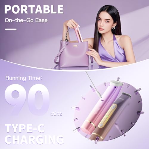 Bikini Trimmer for Women, Electric Razors with Dual Heads, Rechargeable Pubic Hair Trimmer with IPX7 Waterproof, Painless Pro Shaver for Underarm Leg Arm Body Face Private Area£¨DuskyRose£©