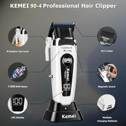 KEMEI 90-4 Professional Hair Clippers for Men - Cordless, 11500 RPM