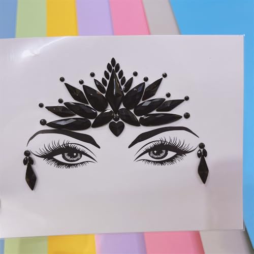 Topz Black Face Jewels Stickers - Self-Adhesive Body Gems
