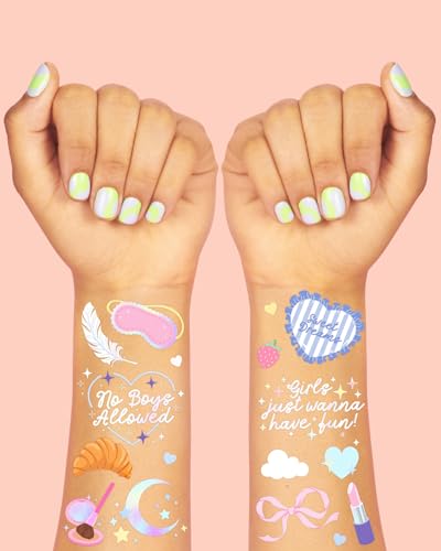 xo, Fetti Sleepover Temporary Tattoos - 72 Iridescent Foil