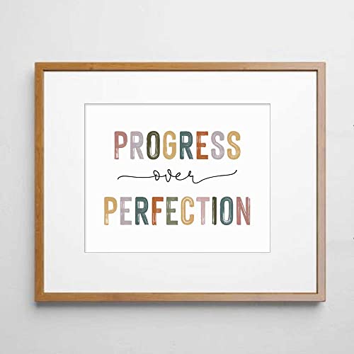 Progress Over Perfection Print, Classroom Decor, Kids Motivational, Inspirational Office Decor, Kid's Room Decor, Teacher Gift, Boho Classroom Wall Art, Unframed (8X10 INCH)